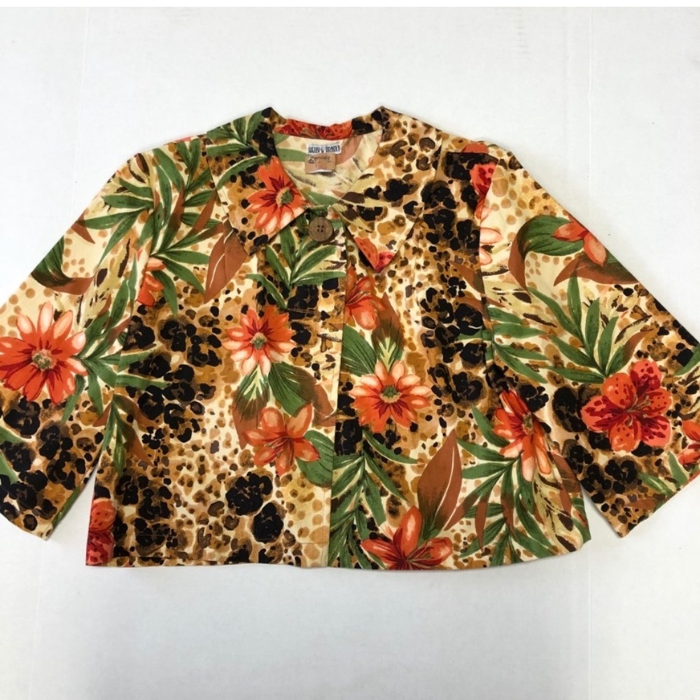 Shelly & Arnold Vintage Floral Animal Print Cropped Jacket L